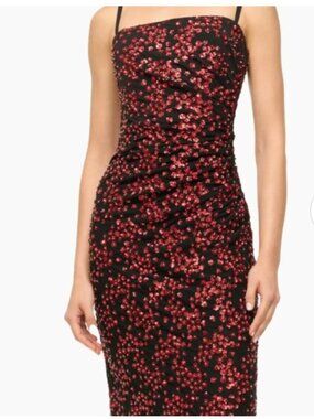 Staud Florentina Beaded Sequin Embellished Midi Dress Poppy NWT $995